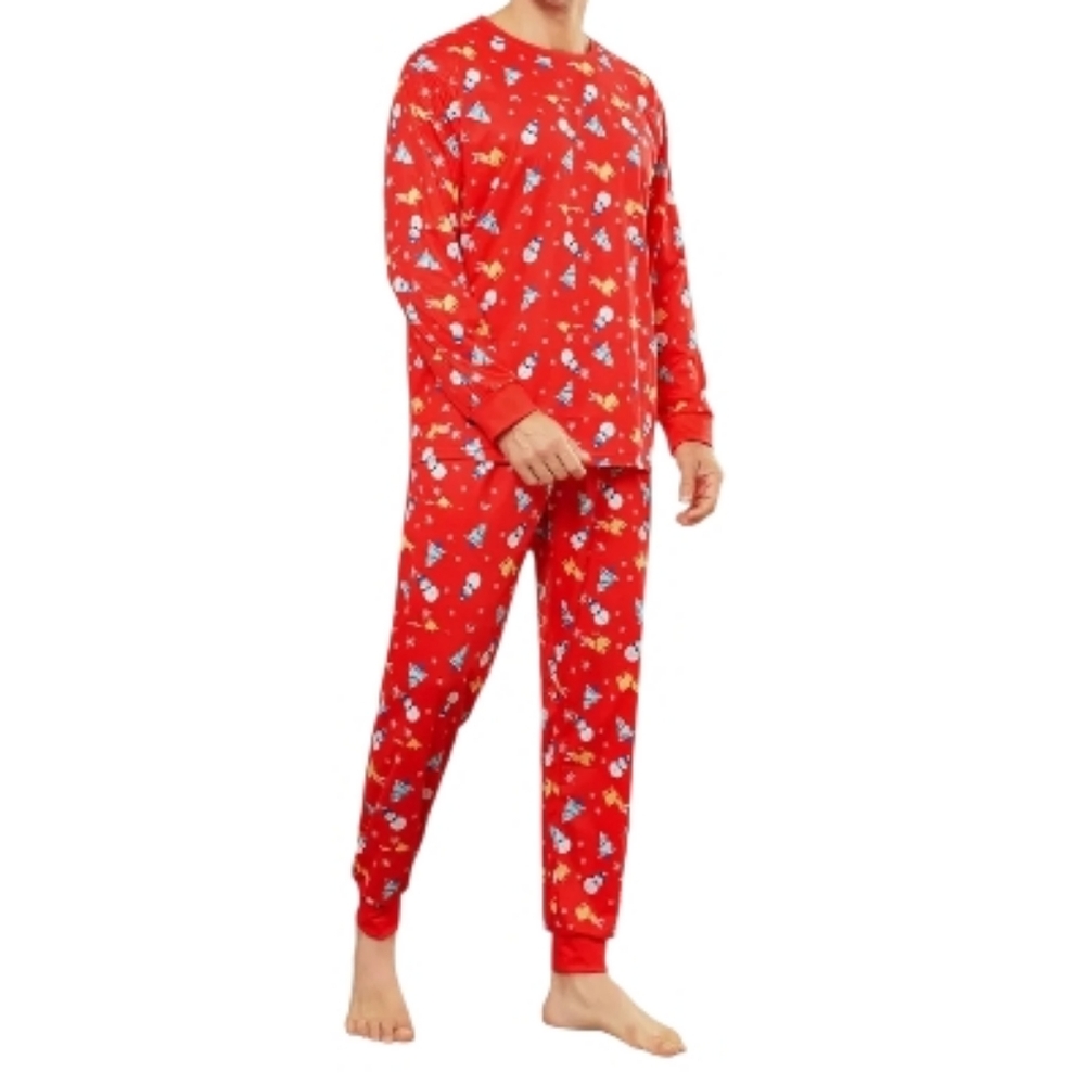 Red Pajamas with Festive Print For Men